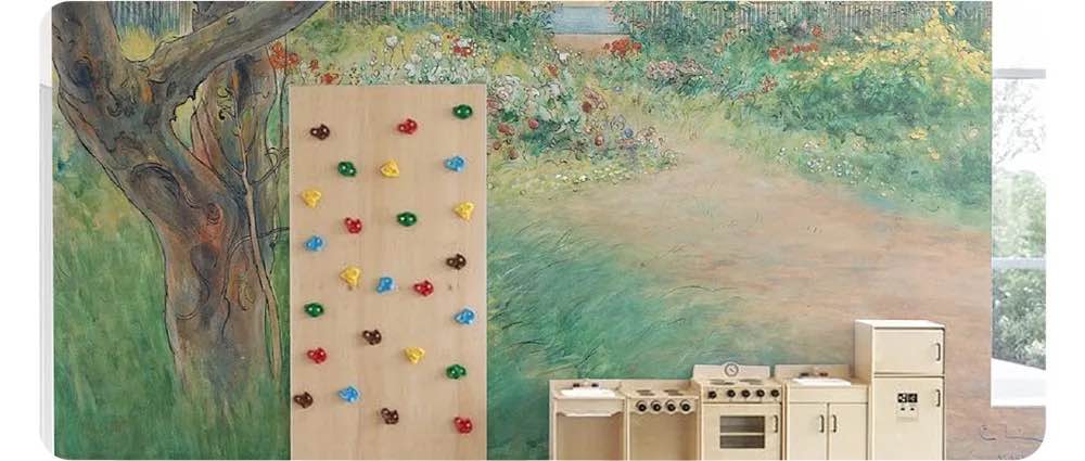 Colorful jungle wallpaper for kids' play area
